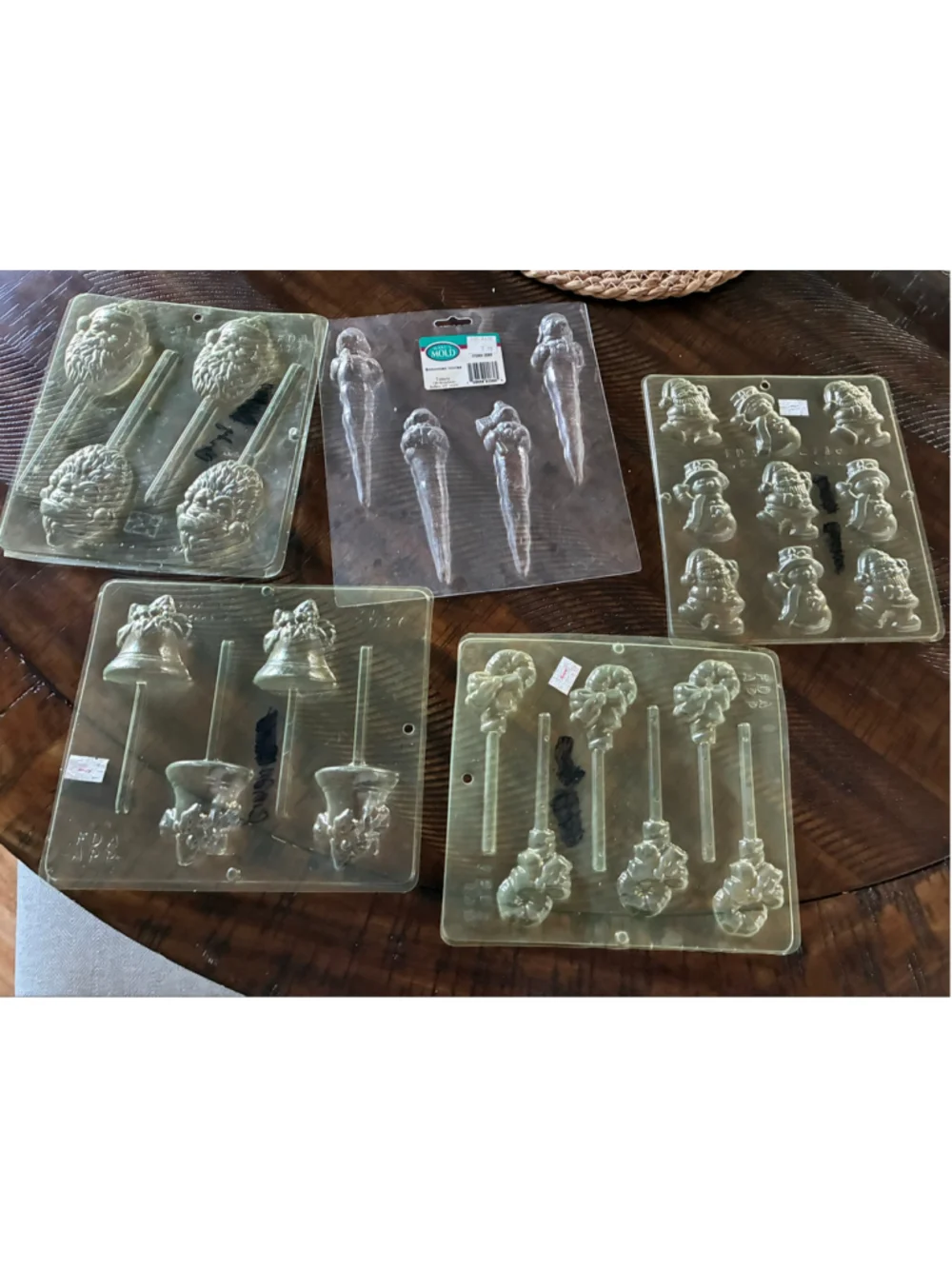 Vintage Make'n Mold Christmas Bakeware Candy Molds Set of 5 Clear